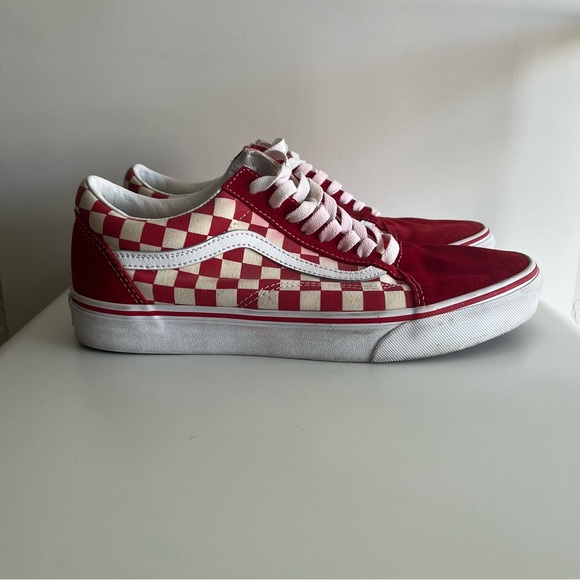 Vans Other - Vans Primary Check Old Skool Shoe Red Men's Size 10.5 (No box)